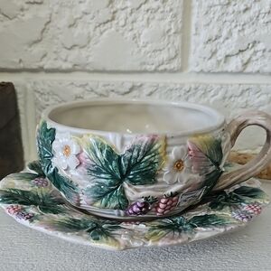 Vtg 1990 Fitz and Floyd Wild Berries cup and saucer set